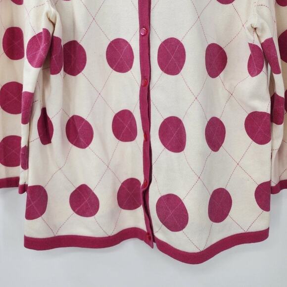 CHRISTOPHER & BANKS Purple Polka Dot Button Cotton Cardigan Womens Size Small S - Picture 5 of 6